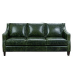 Essex Distressed Green Top Grain Leather Upholstered Vintage Sofa