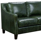 Essex Distressed Green Top Grain Leather Upholstered Vintage Sofa