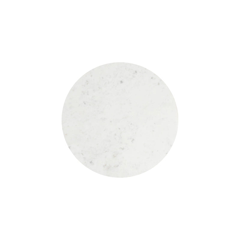 NILA Black Side Table White Marble Top Modern Accent for Living Room & Bedroom