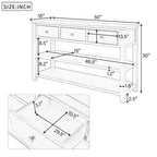 Pine Solid Wood Console Table with Two Open Shelves