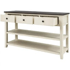 Pine Solid Wood Console Table with Two Open Shelves