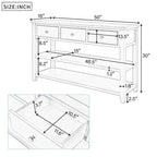 Pine Solid Wood Console Table with Two Open Shelves