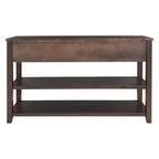 Pine Solid Wood Console Table with Two Open Shelves