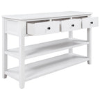 Pine Solid Wood Console Table with Two Open Shelves