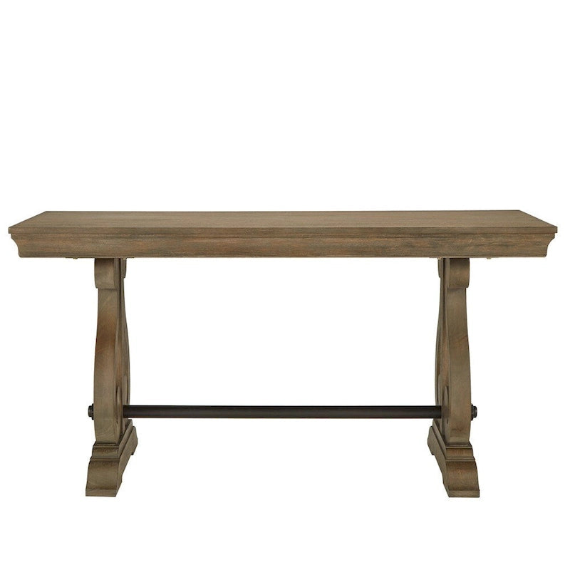 Brown Wire Brushed Oak 1-Drawer Writing Desk for 1 Person