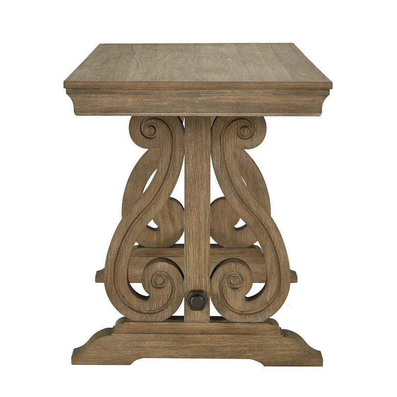 Brown Wire Brushed Oak 1-Drawer Writing Desk for 1 Person