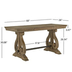 Brown Wire Brushed Oak 1-Drawer Writing Desk for 1 Person
