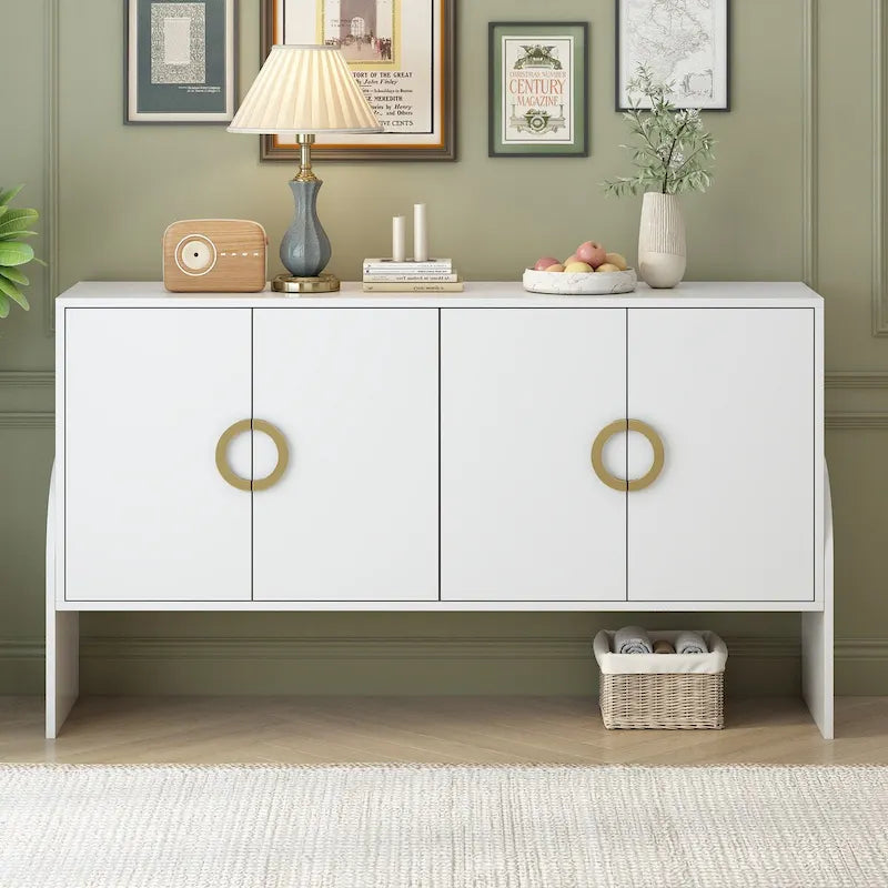 Four-Door Metal Handle Storage Cabinetd for Living room Bedroom