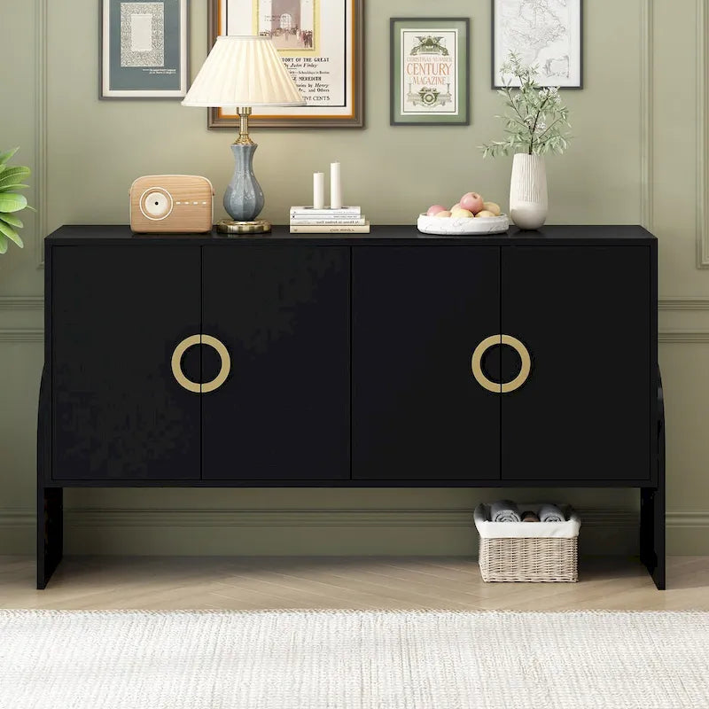 Four-Door Metal Handle Storage Cabinetd for Living room Bedroom