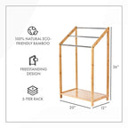 Bamboo Towel Rack Holder for Bathrooms (3 Tier) - Freestanding Beach Towel Stand with Towel Organizer