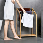 Bamboo Towel Rack Holder for Bathrooms (3 Tier) - Freestanding Beach Towel Stand with Towel Organizer