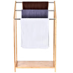Bamboo Towel Rack Holder for Bathrooms (3 Tier) - Freestanding Beach Towel Stand with Towel Organizer
