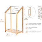 Bamboo Towel Rack Holder for Bathrooms (3 Tier) - Freestanding Beach Towel Stand with Towel Organizer