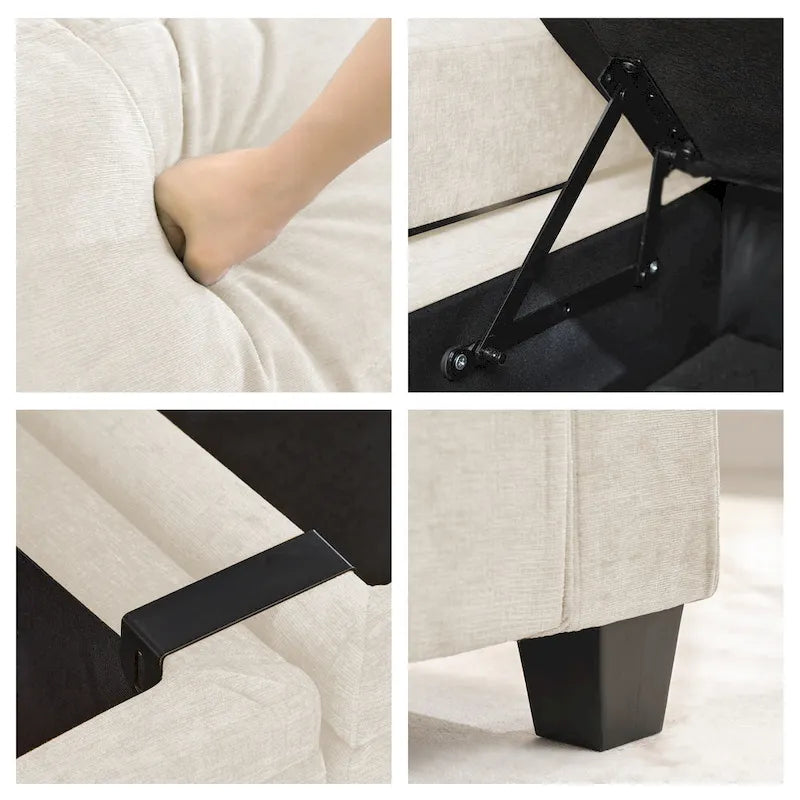 Chenille Storage Sofa, Multi-functional Loveseat