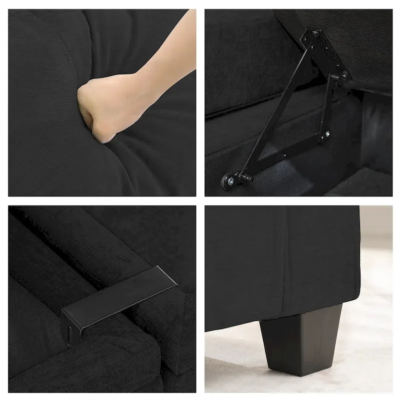 Chenille Storage Sofa, Multi-functional Loveseat