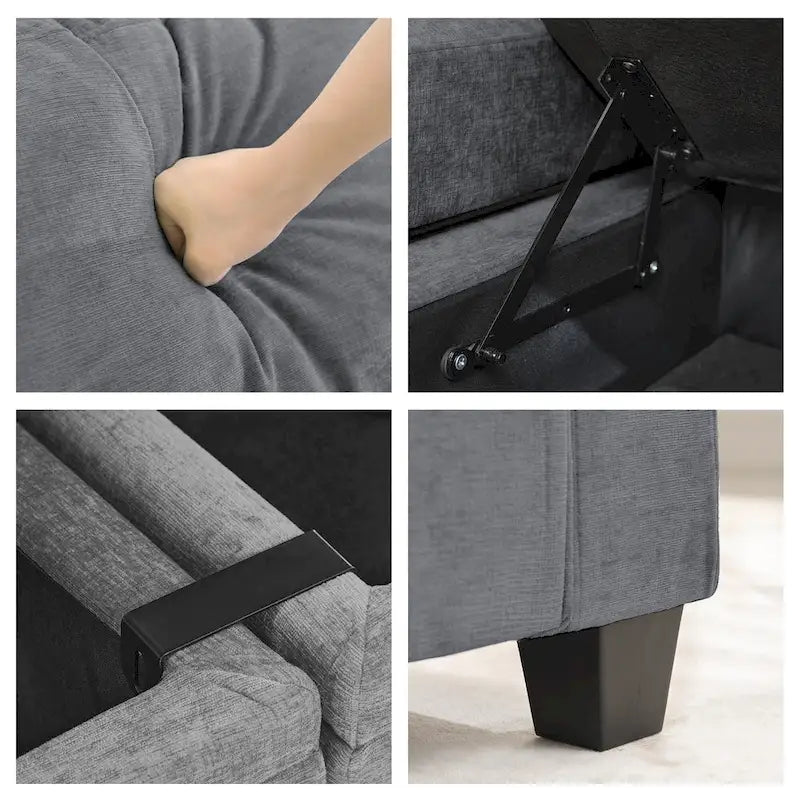 Chenille Storage Sofa, Multi-functional Loveseat