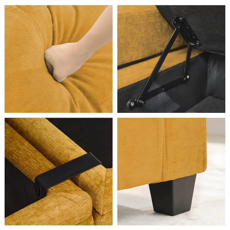 Chenille Storage Sofa, Multi-functional Loveseat