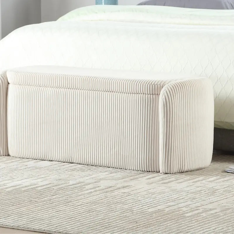 Entryway Upholstered Fabric Storage Ottoman