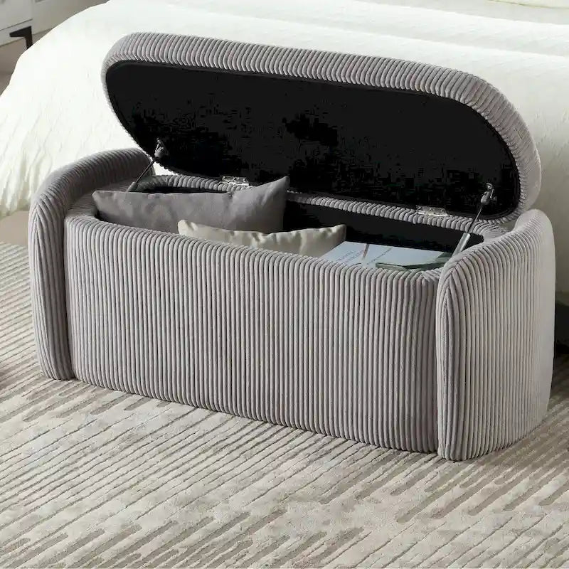 Entryway Upholstered Fabric Storage Ottoman