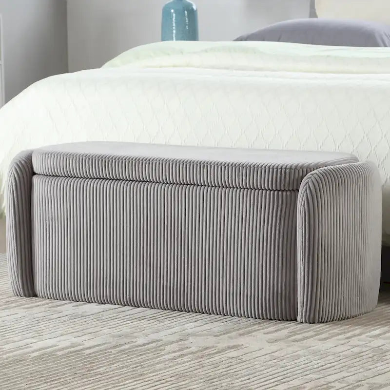 Entryway Upholstered Fabric Storage Ottoman
