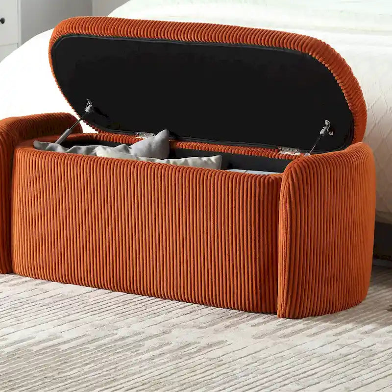 Entryway Upholstered Fabric Storage Ottoman
