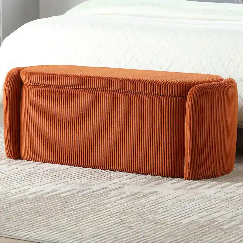 Entryway Upholstered Fabric Storage Ottoman