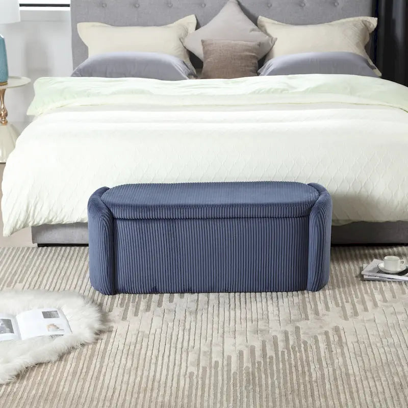 Entryway Upholstered Fabric Storage Ottoman