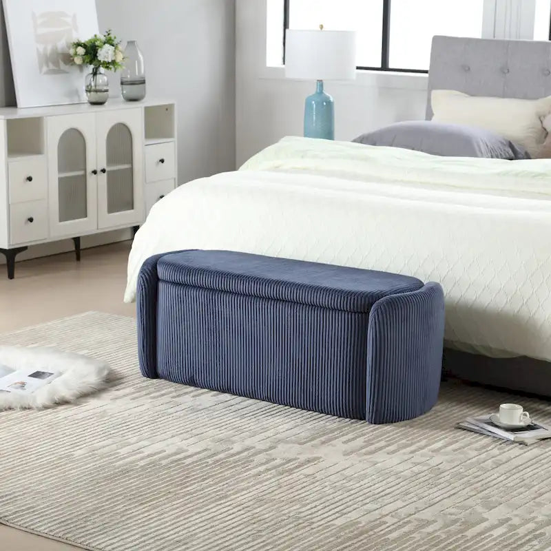 Entryway Upholstered Fabric Storage Ottoman