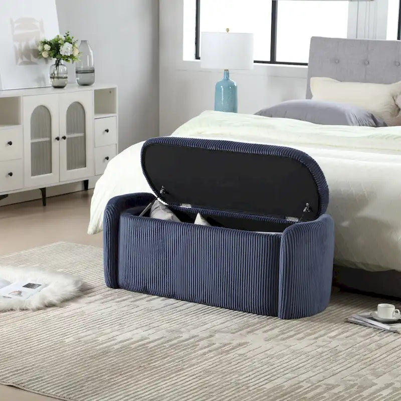 Entryway Upholstered Fabric Storage Ottoman