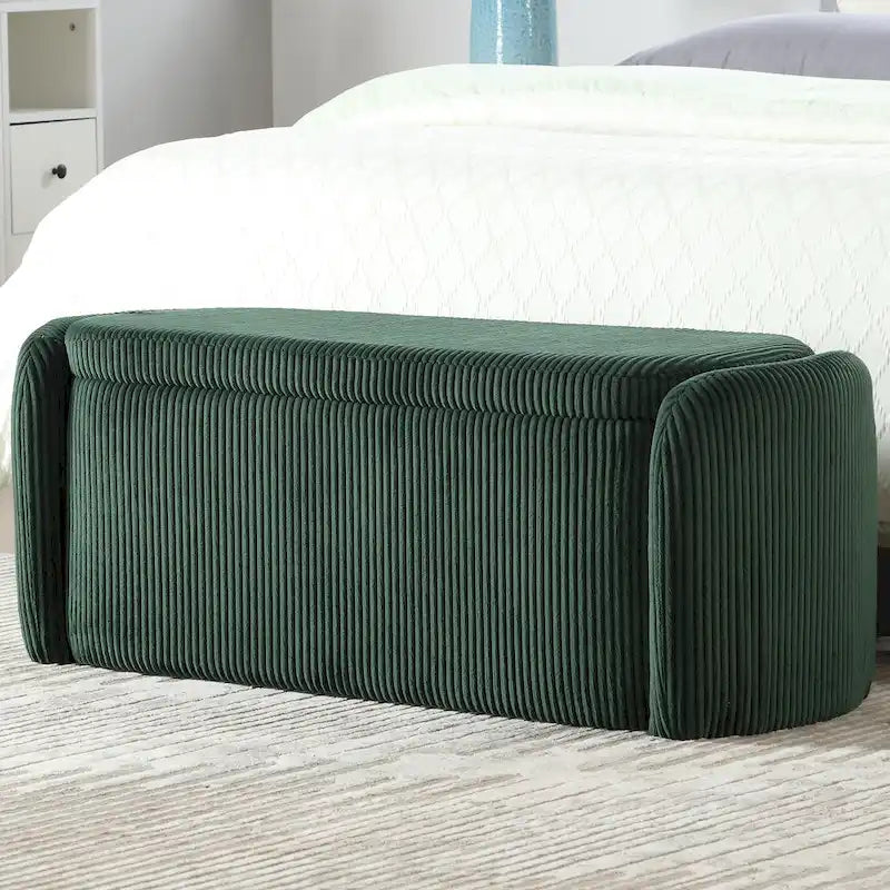 Entryway Upholstered Fabric Storage Ottoman