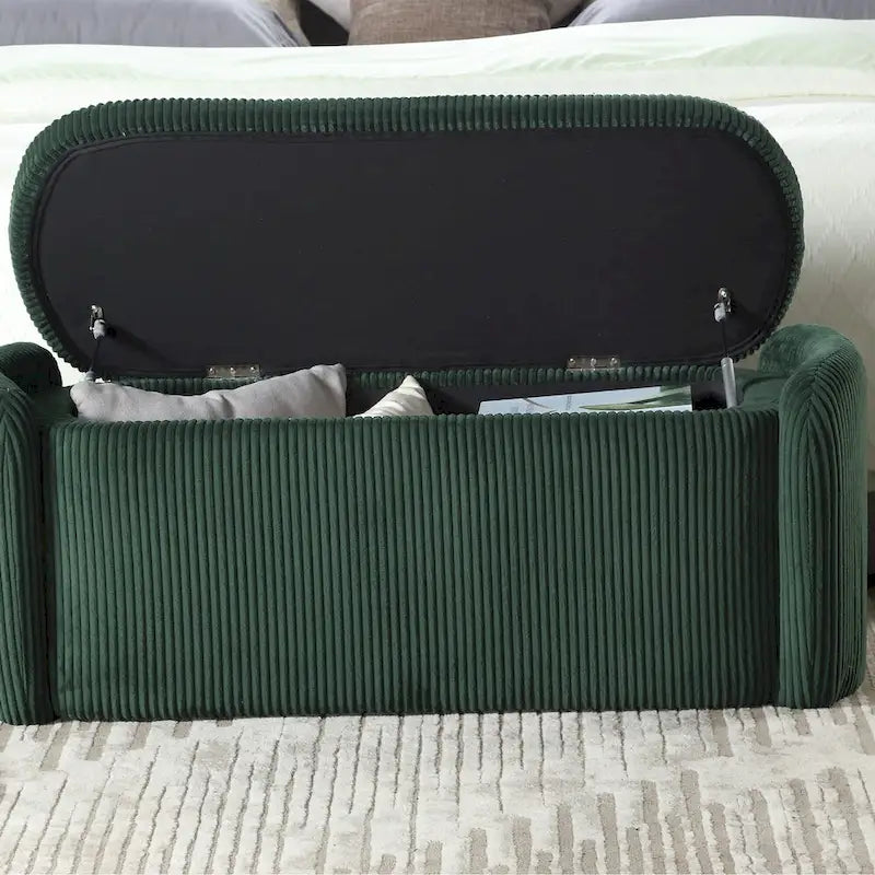 Entryway Upholstered Fabric Storage Ottoman