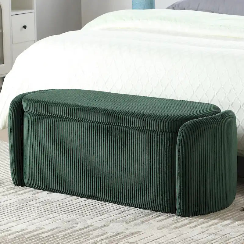 Entryway Upholstered Fabric Storage Ottoman