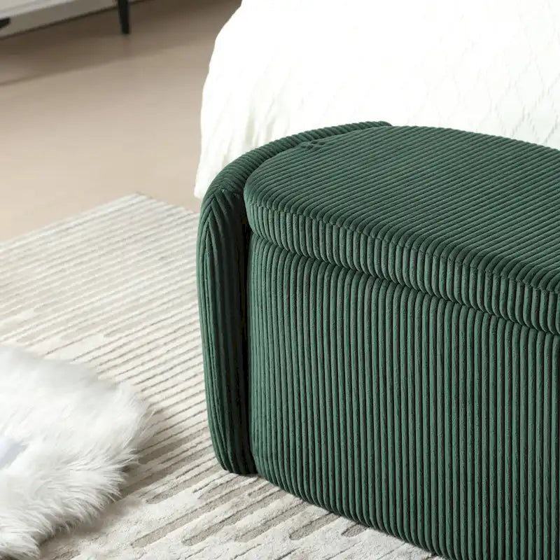 Entryway Upholstered Fabric Storage Ottoman