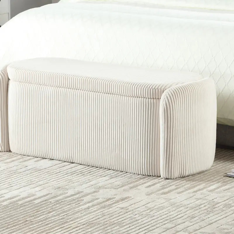 Entryway Upholstered Fabric Storage Ottoman