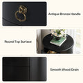 Solid Wood Bedside Table, Round Nightstand with 4 Drawers