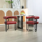 Contemporary Designed PU Fabric Upholstered Accent,Dining Chair,Barrel Side Chairs Kitchen Armchair for Living Room set of 2