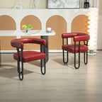 Contemporary Designed PU Fabric Upholstered Accent,Dining Chair,Barrel Side Chairs Kitchen Armchair for Living Room set of 2