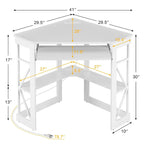 Bureau d'Angle Petit Bureau avec Prises, Table d'Angle pour Petit Espace, Bureau d'Ordinateur avec Ports USB, Bureau Triangle avec Rangement