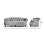 Canapé capitonné chesterfield La Rosa 84 en velours, style moderne du milieu du siècle