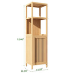Meuble haut de salle de bain 1 porte 52 po Tall Wood avec étagère ouverte, couleur naturelle