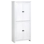 HOMCOM Grand garde-manger de cuisine autoportant de 183 cm, organisateur de rangement à 4 portes avec 4 niveaux et étagères réglables, blanc