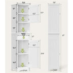 Meuble de Salle de Bain Haut de 170 cm, Colonne de Rangement Étroite avec 2 Portes et Tiroir