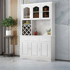 Buffet de cuisine en bois blanc avec casier à vin intégré