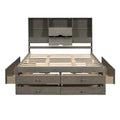 Lit plateforme King Size avec tête de lit de rangement et 8 tiroirs