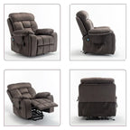 Grand fauteuil inclinable de massage électrique avec fonction de levage, chauffage et porte-gobelet dissimulé