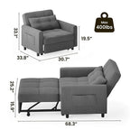 Canapé-lit convertible 3-en-1, Canapé-chaise dépliable, Lit pliant convertible pour salon